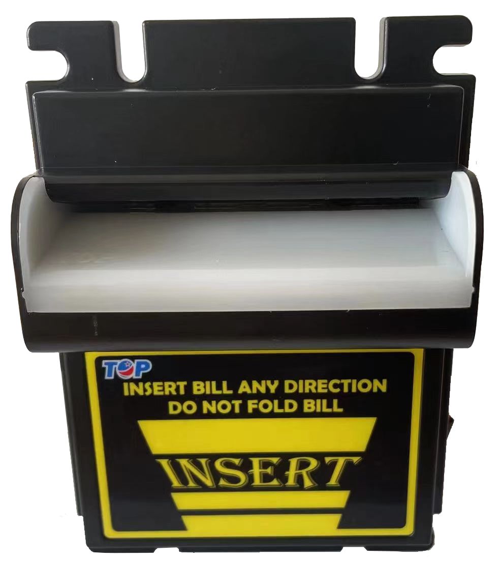 TB74 ICT bill acceptor front view showing 4-way bill insertion slot for arcade machines