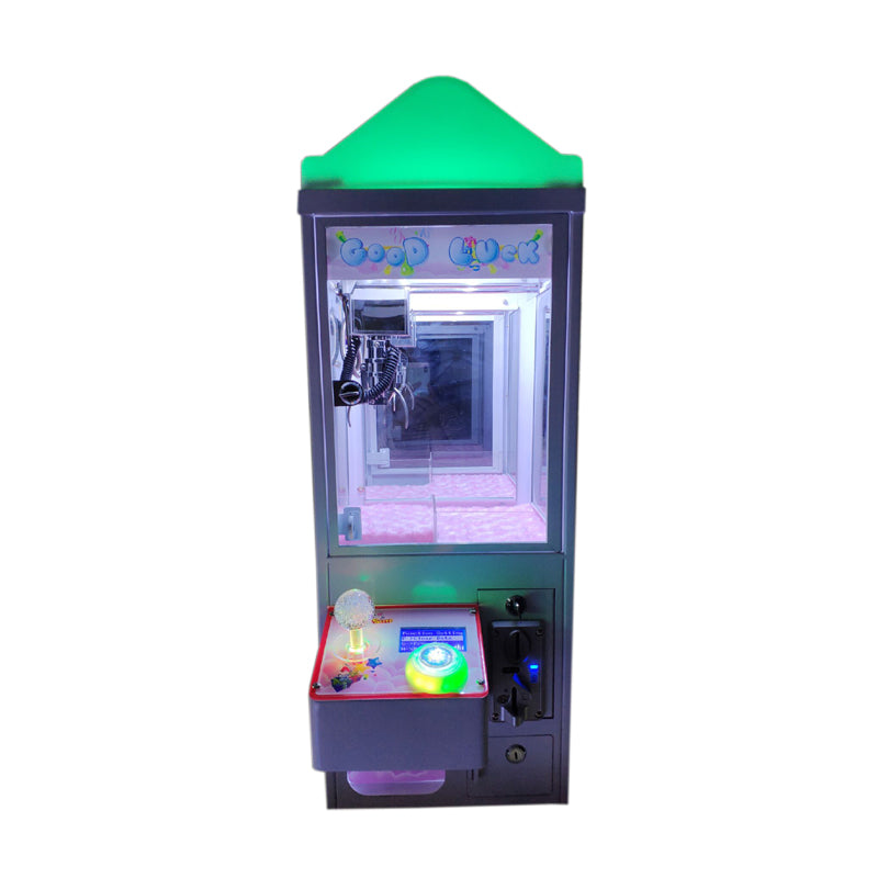 Minimáquina de recogida de dulces con forma de muñeca, con caja de metal y barra superior, que funciona con monedas, juguetes de peluche, máquina de grúa con garra y LED