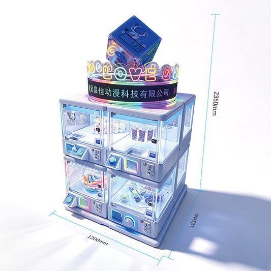 Multi-unit claw machine cabinet with LED lighting — commercial arcade setup by Hiclawcrane