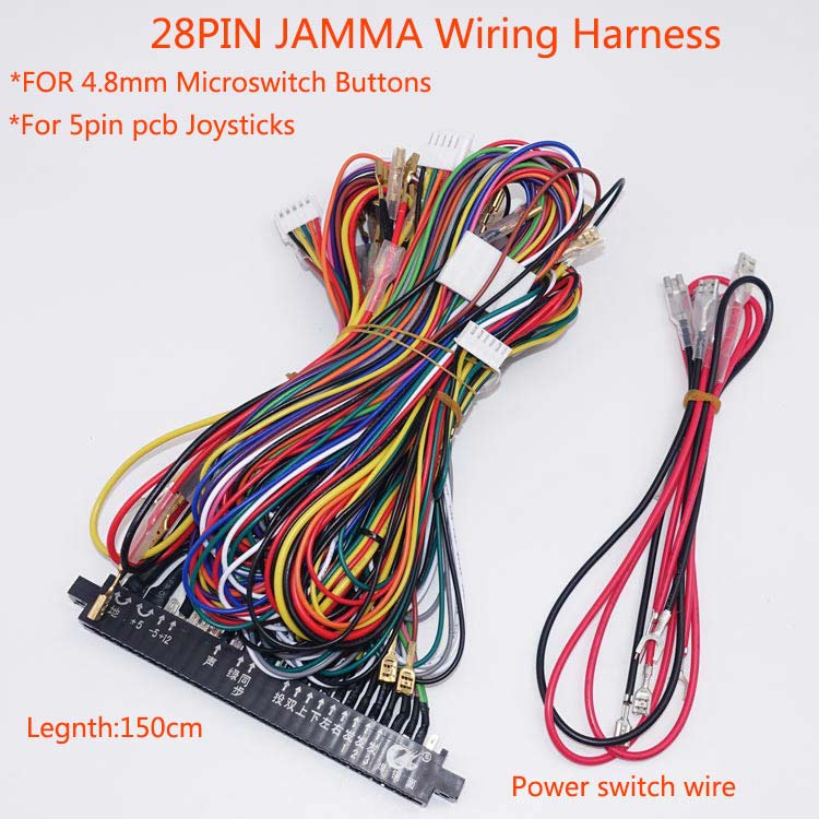 Cableado de interfaz Arcade JAMMA de 28/56 pines, 2,8/4,8 mm, 150 cm, PCB